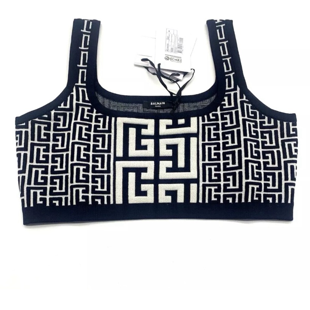 Balmain Monogram jacquard crop top - Picture 3 of 9